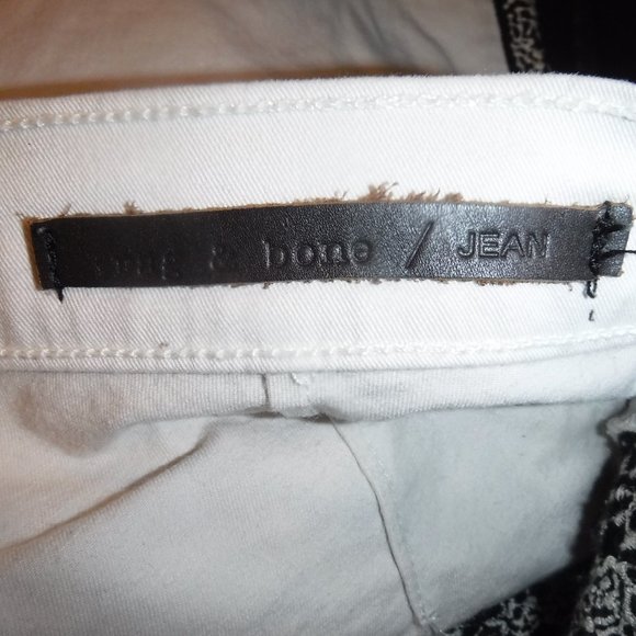 Rag & Bone Split Skinny Off White Black Lace Embroidered Jeans sz 25 W1534O026 - Picture 10 of 14